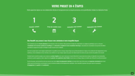 La section "votre projet en 4 étapes" améliorée par mes optimisations