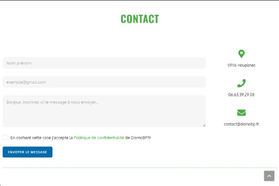 Le formulaire de contact avant mon intervention