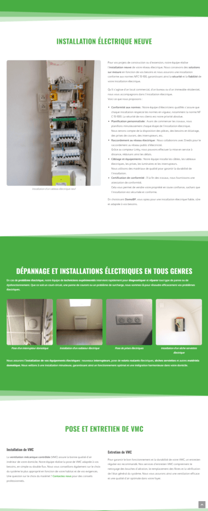 La nouvelle page électricité