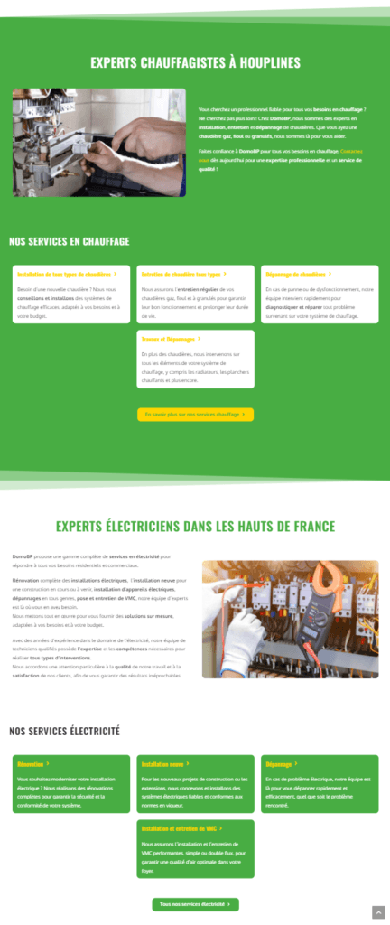 La nouvelle page "nos services"